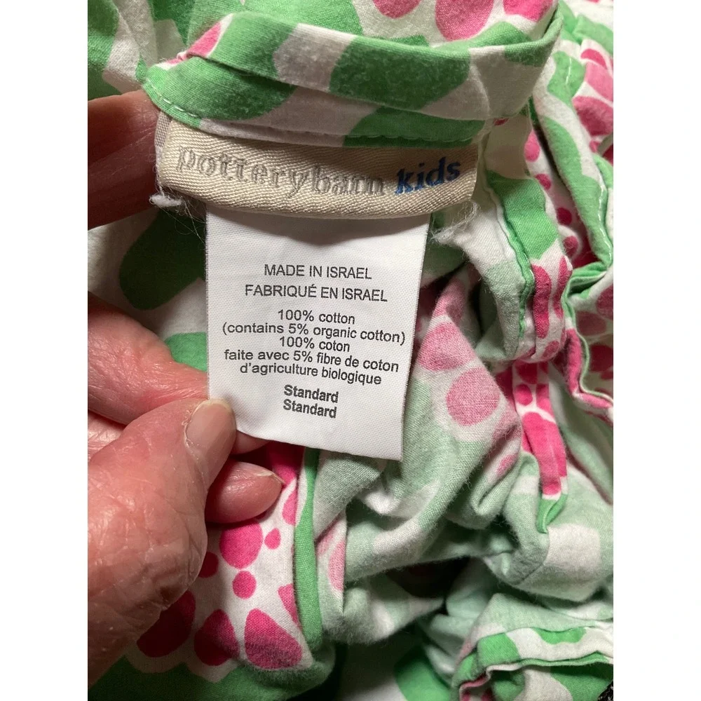 Pottery Barn Kids Duvet Cover Full Queen Green Pink Floral Medallion Cotton Good